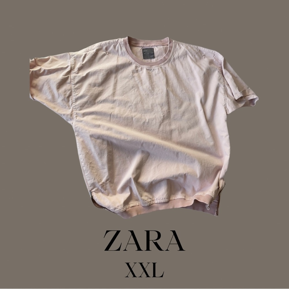 Zara Man, Men’s, Pink Denim, Oversized Shirt, XXL, Short Sleeve